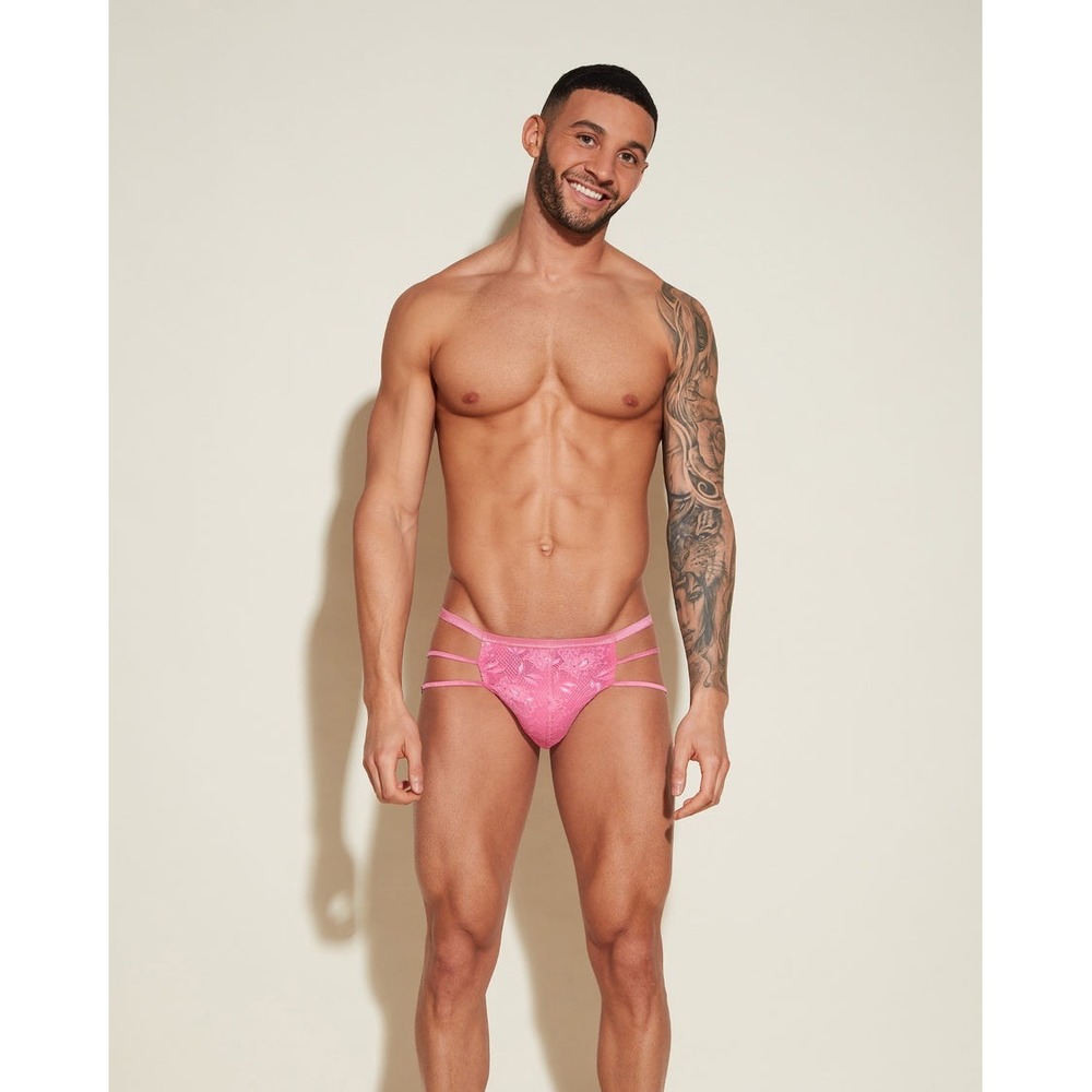 Cosabella Men's Pink Lace Strappy Jock Strap Bold Luxury Designer Underwear‎ S